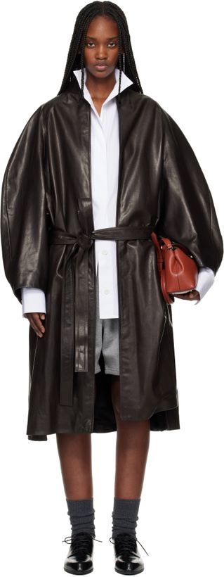 Photo: Fear of God Brown Belted Leather Coat