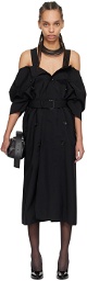 Junya Watanabe Black Off-The-Shoulder Midi Dress