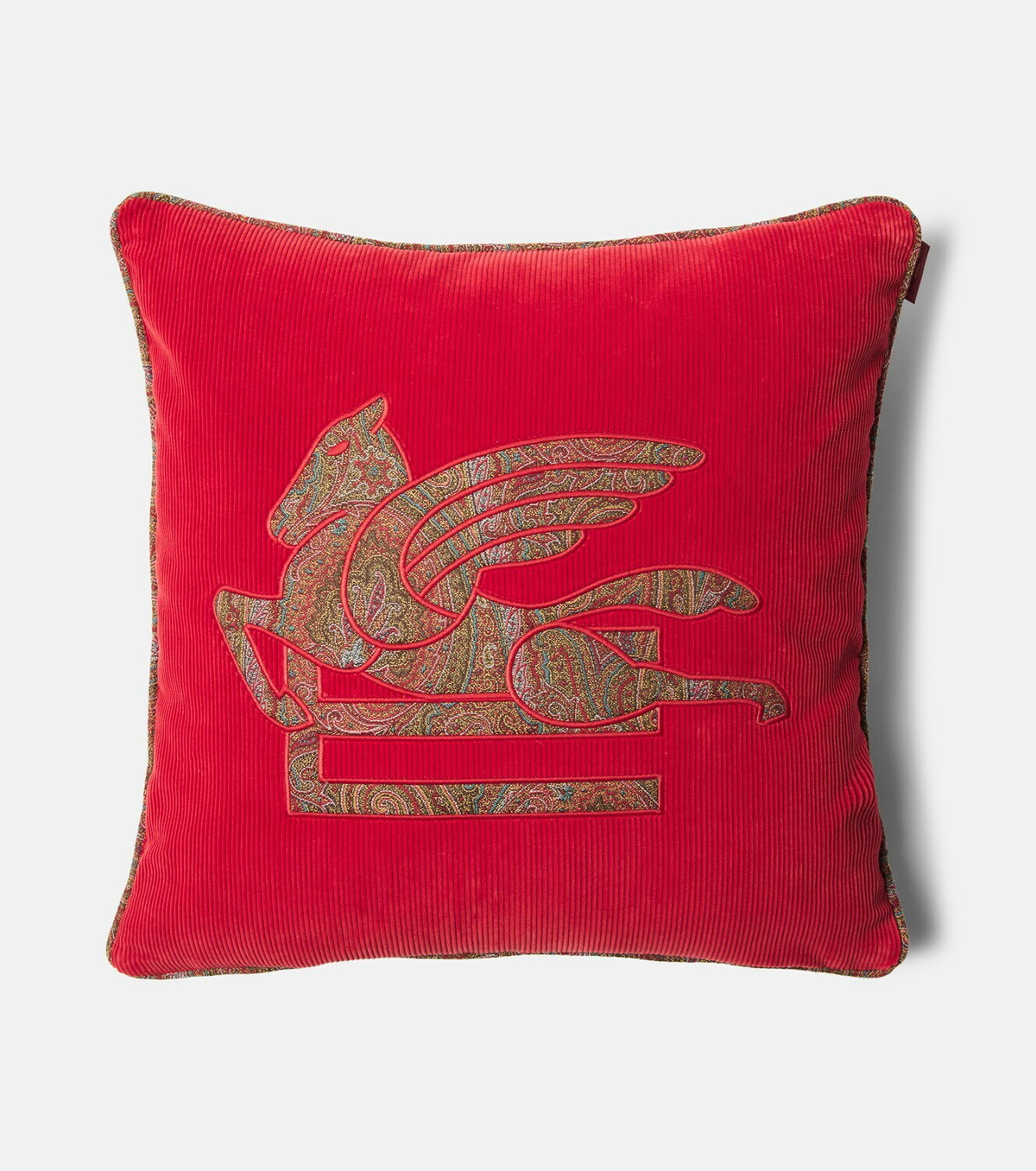Etro Pegaso embroidered cotton velvet cushion
