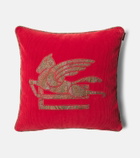 Etro Pegaso embroidered cotton velvet cushion