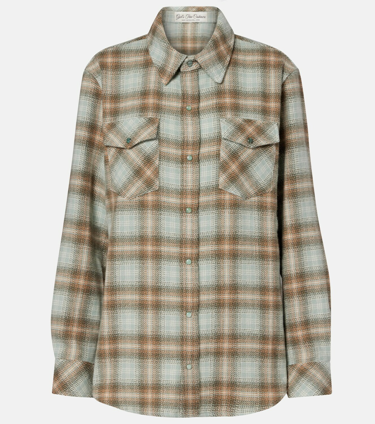 God's True Cashmere Joy Tartan cashmere shirt with emerald