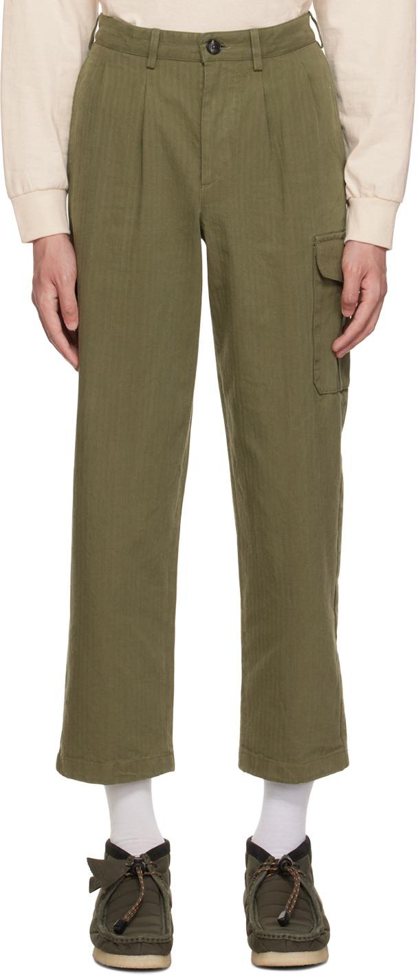 Noah Green Double Pleat Cargo Pants Noah NYC