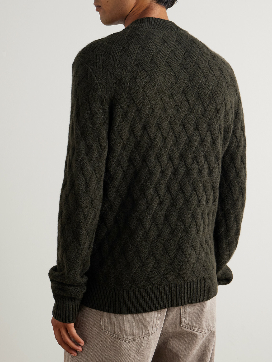 Allude - Cable-Knit Wool and Cashmere-Blend Mock-Neck Sweater - Green