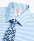 Brooks Brothers Men's Stretch Madison Relaxed-Fit Dress Shirt, Non-Iron Ground Stripe | Blue