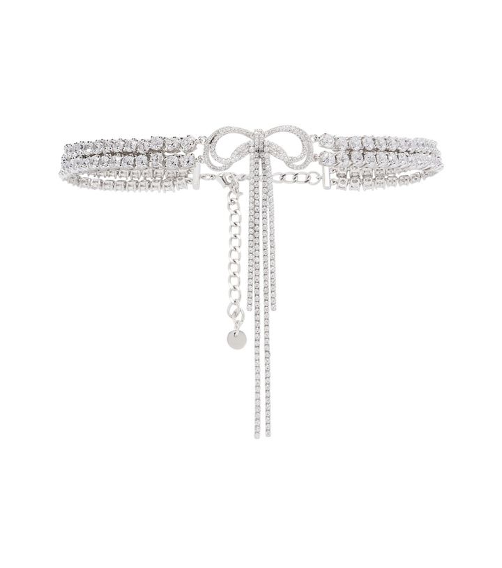 Photo: Self-Portrait Bow crystal-embellished choker