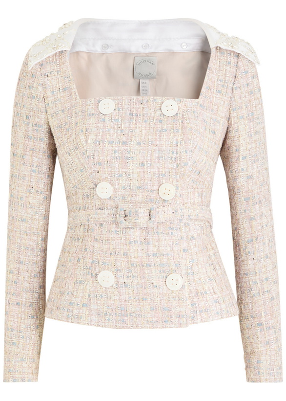 Photo: Huishan Zhang Goldie Metallic Tweed Jacket Pink