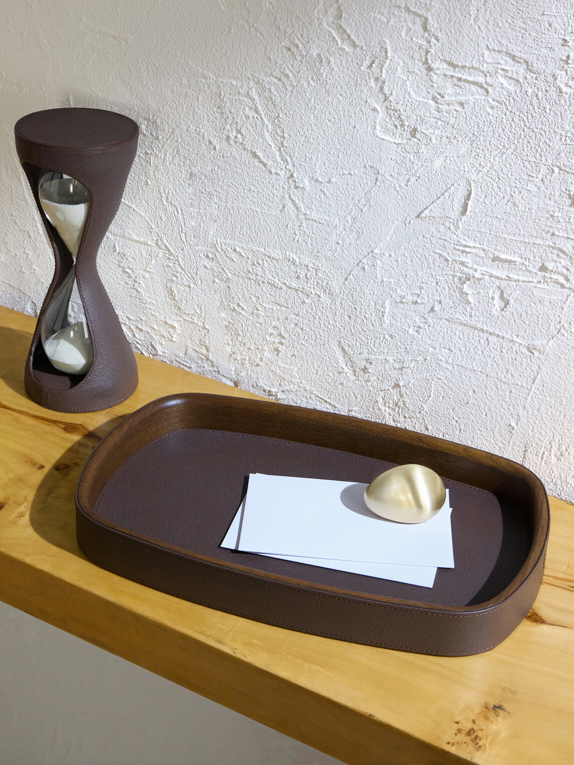 Assouline - Pebble Leather-Trimmed Wood Tray