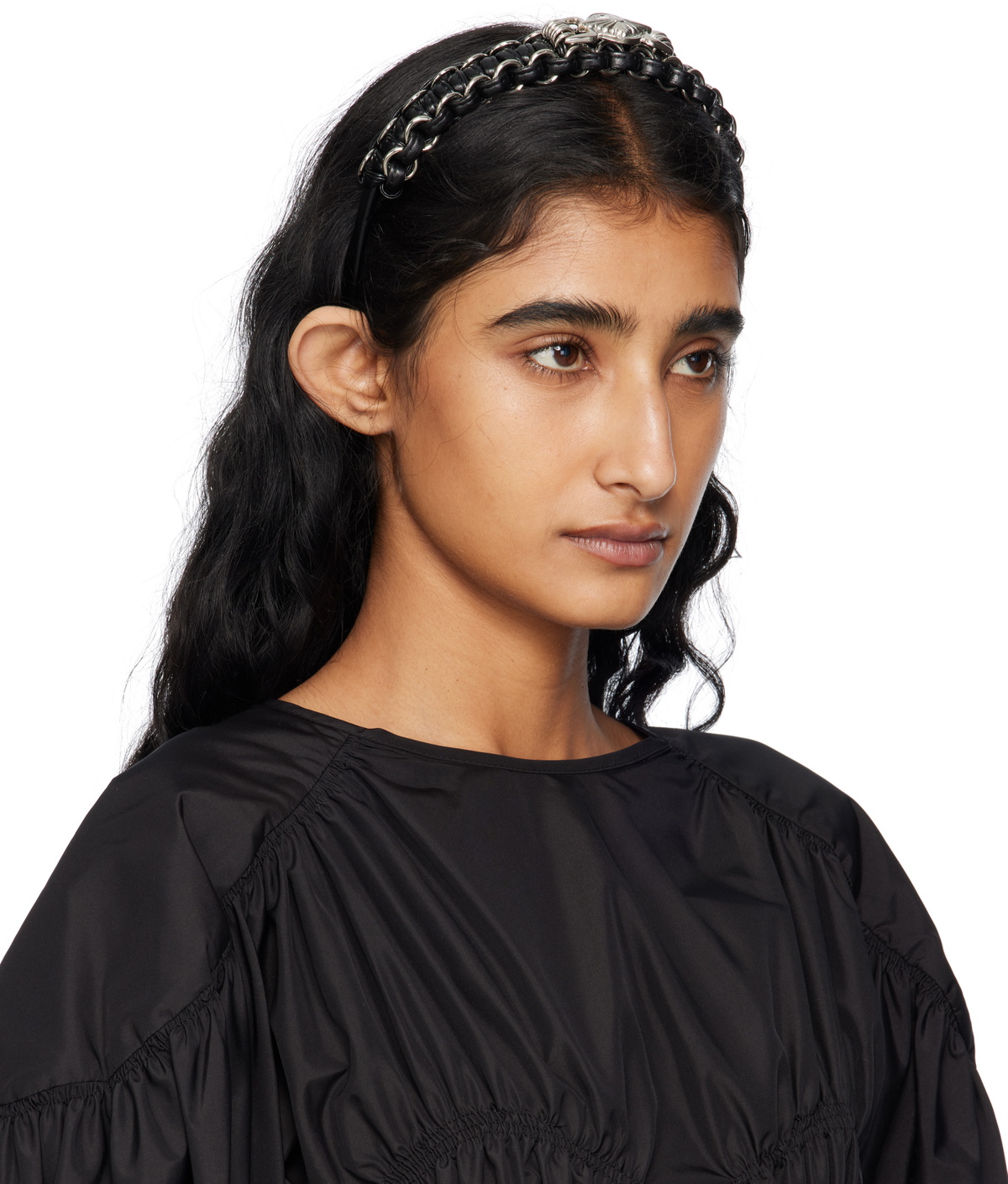 Toga Pulla Black Leather Braid Headband