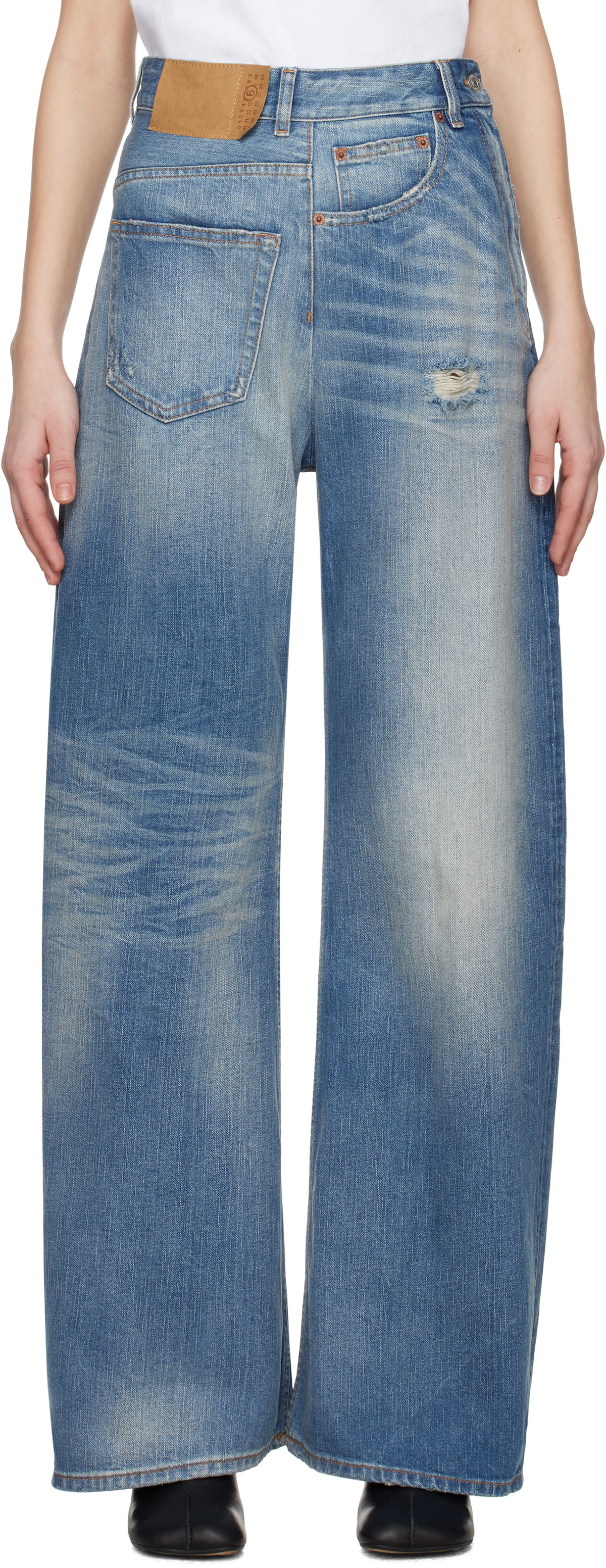 MM6 Maison Margiela Blue Twist Wide Leg Jeans MM6 Maison Margiela 