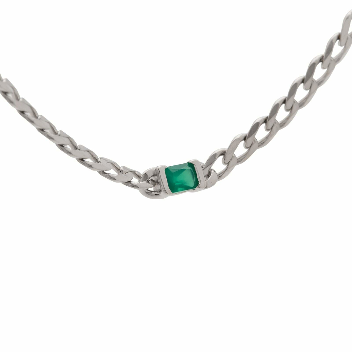 Miansai Men's Lyra Agate Chain Necklace in Green/Silver