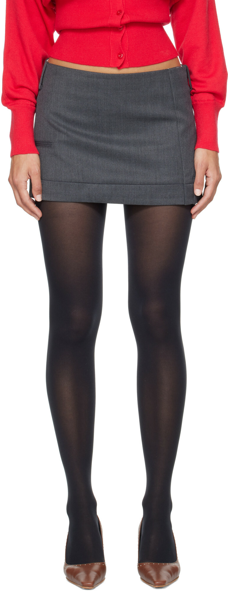 OPEN YY Gray Tailored Trouser Miniskirt