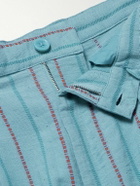 Kardo - Antonio Straight-Leg Striped Cotton-Canvas Trousers - Blue