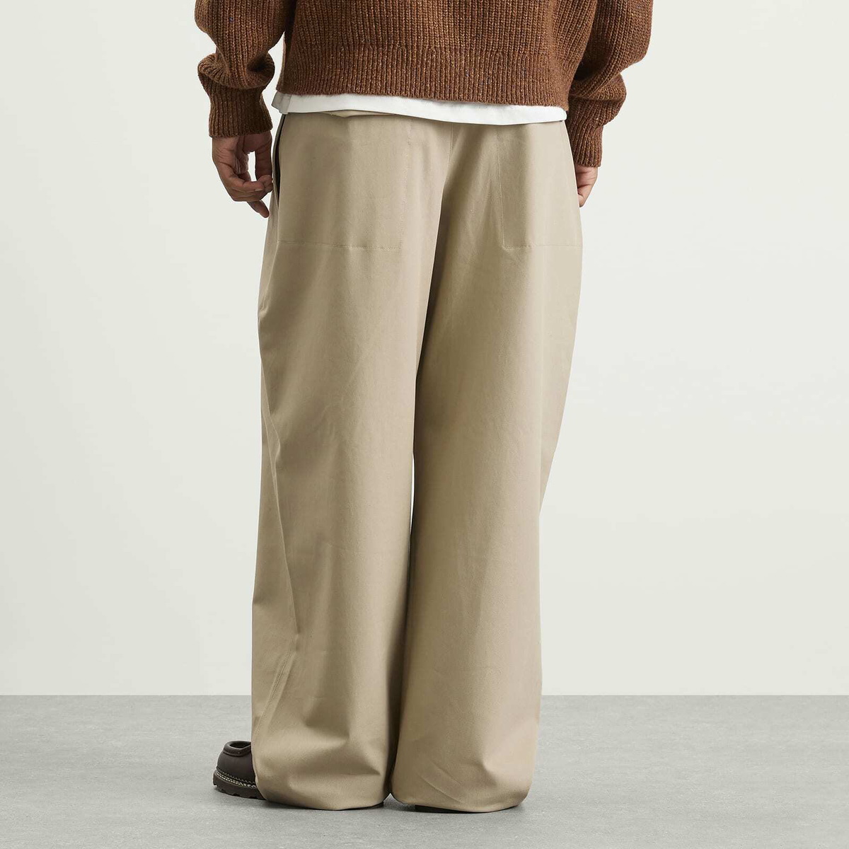 Sage Nation Men's Wide Tailored Trouser in Beige