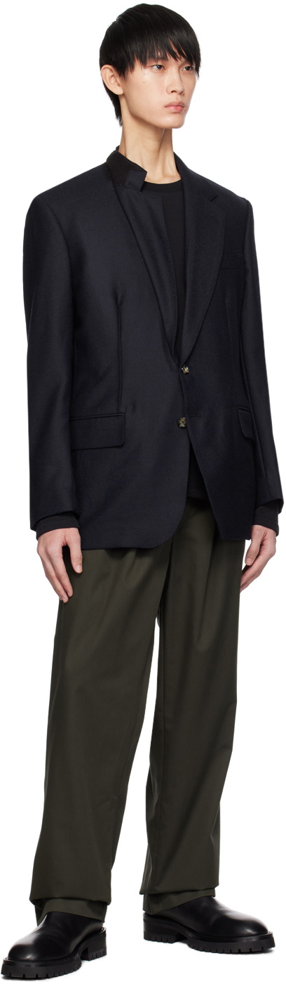 Marina Yee Navy Asymmetrical Darts Blazer