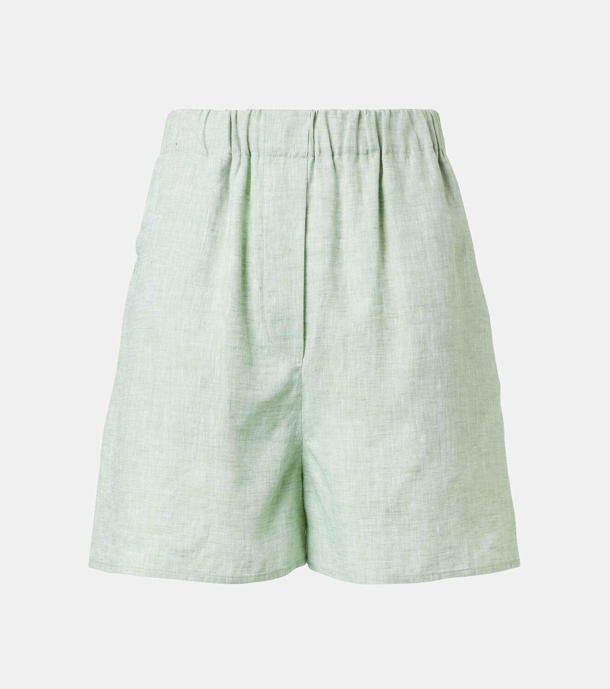 Loro Piana Angelo high-rise linen Bermuda shorts