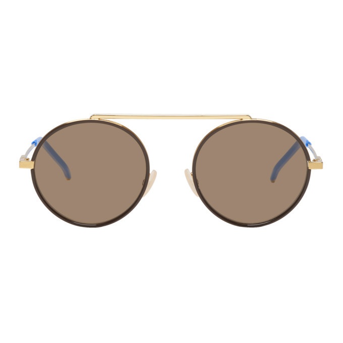 Photo: Fendi Gold and Brown Circle Sunglasses
