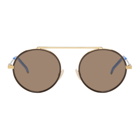Fendi Gold and Brown Circle Sunglasses