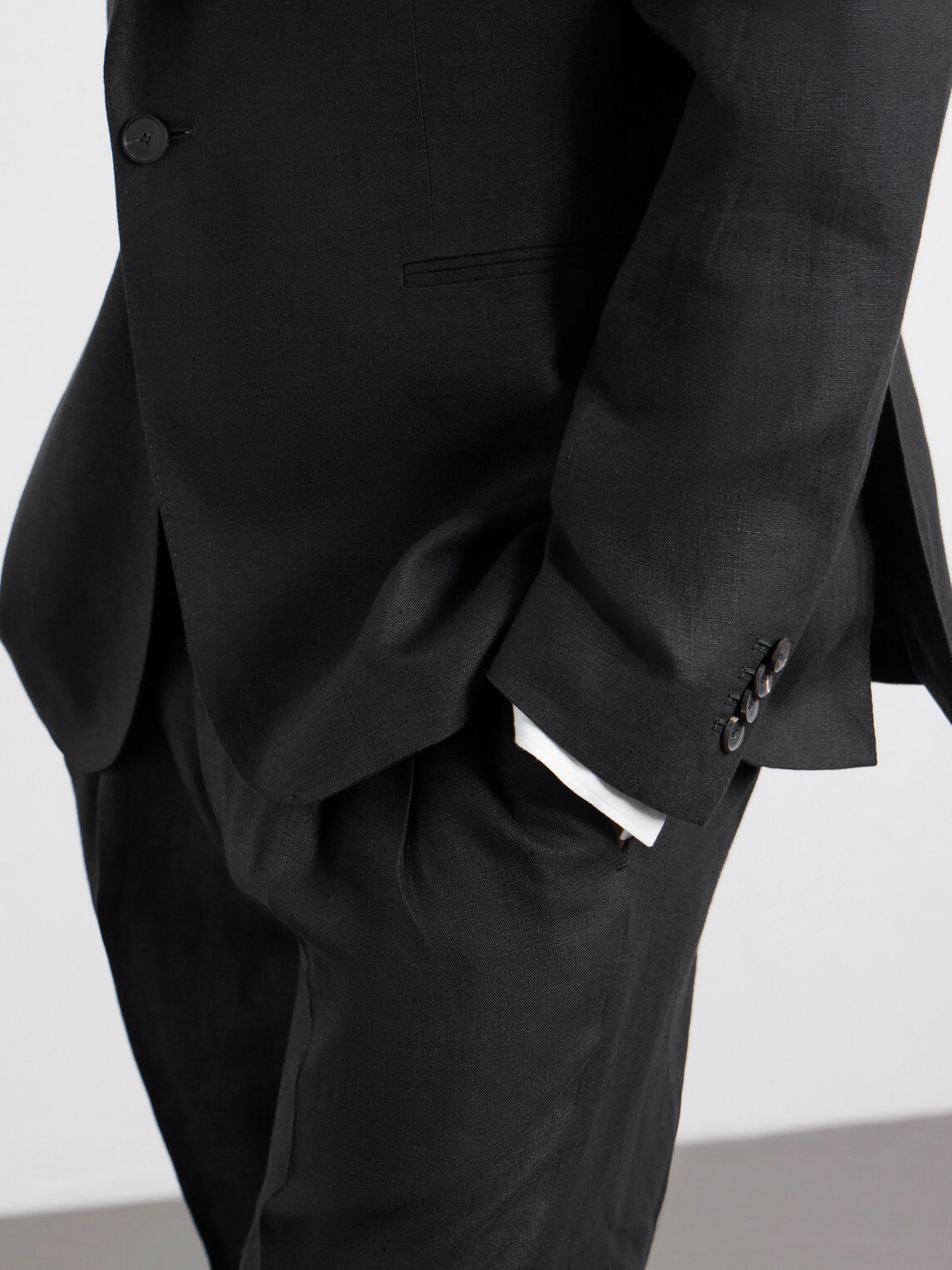 Mr P. - Slim-Fit Linen Tuxedo Jacket - Black