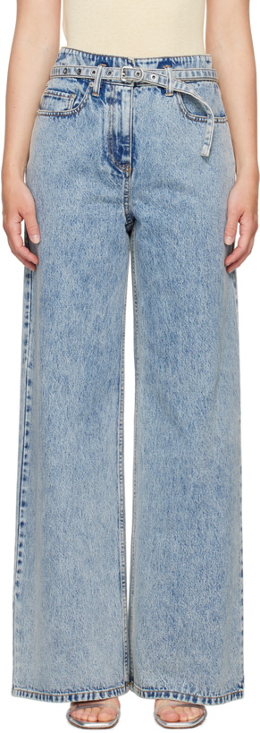 Photo: 3.1 Phillip Lim Blue Wide Leg Belted Jeans