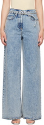 3.1 Phillip Lim Blue Wide Leg Belted Jeans
