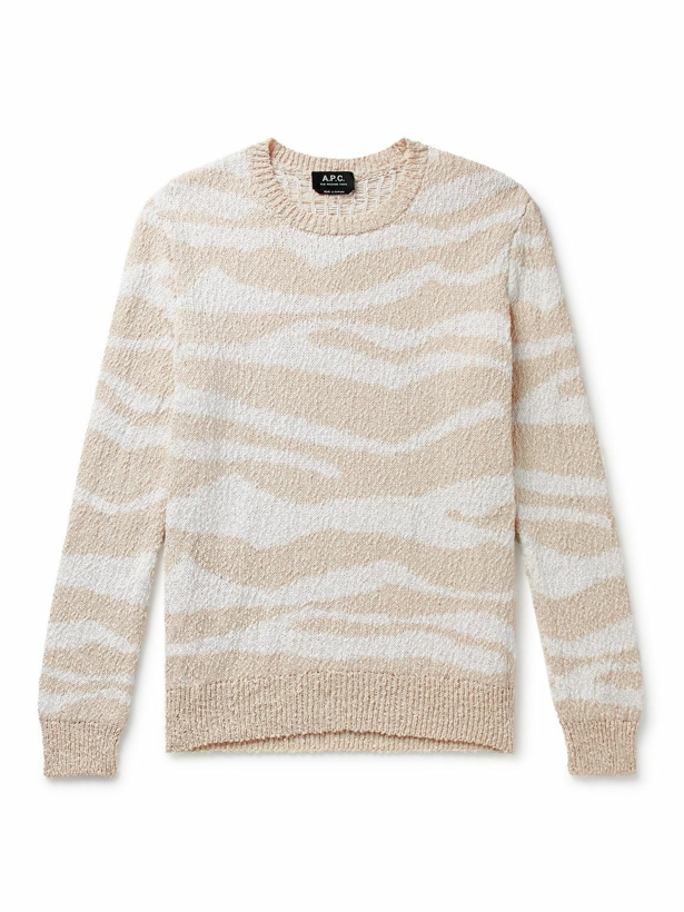 Photo: A.P.C. - Alastor Zebra-Print Cotton Sweater - Neutrals