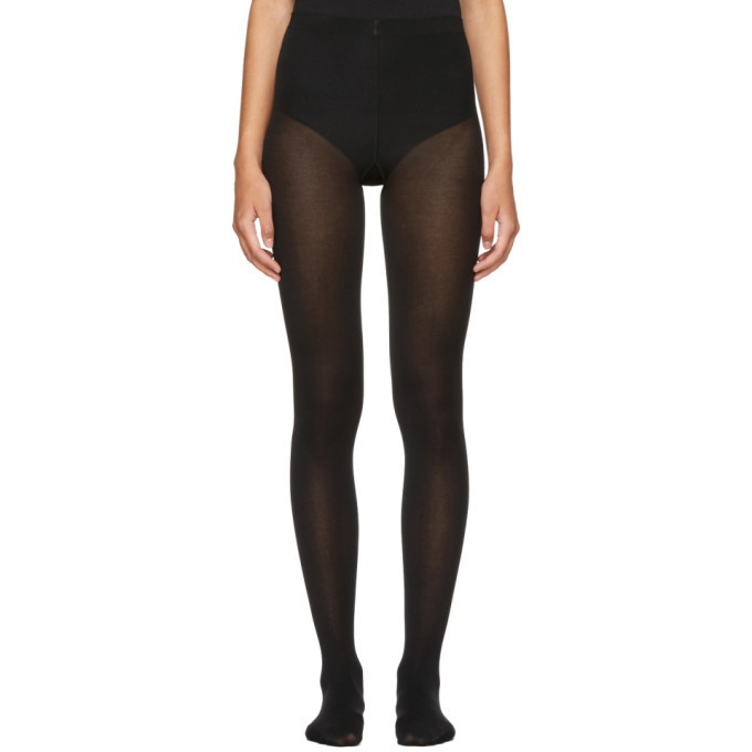 Wolford Black Cotton Velvet Tights Wolford
