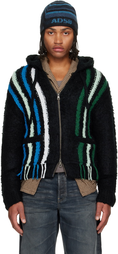 Photo: Andersson Bell Black Reverse Stripe Knit Hoodie