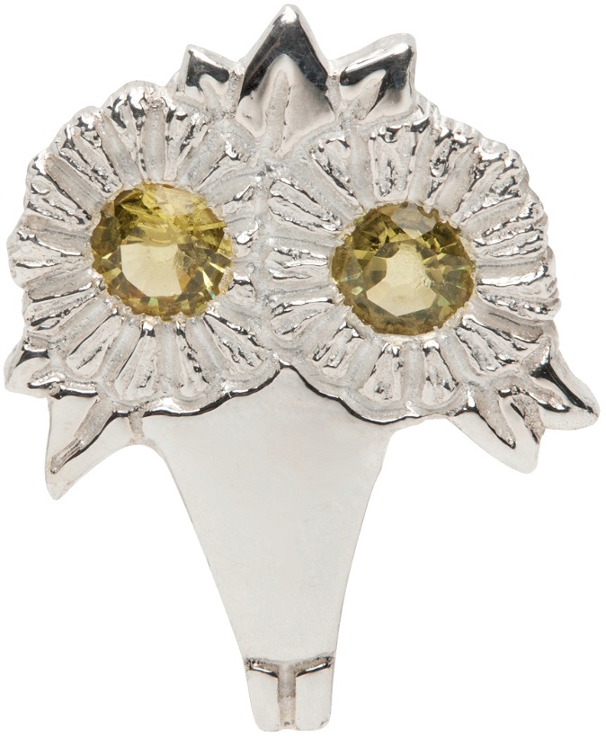 Photo: Bleue Burnham SSENSE Exclusive Silver & Yellow Bouquet Single Earring