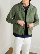 Mr P. - Camp-Collar Garment-Dyed Cotton and Linen-Blend Jacket - Green