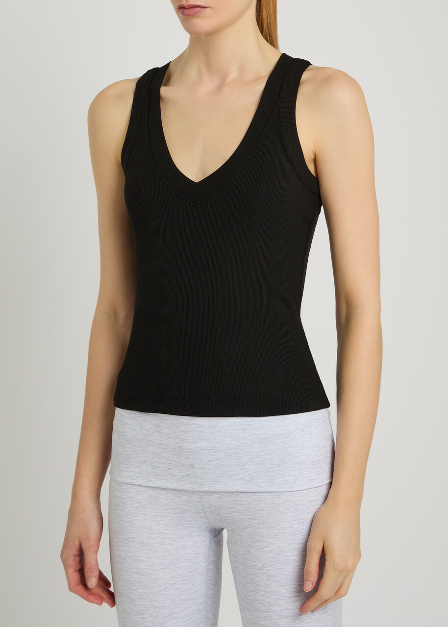 Tala 365 Ribbed V-neck Stretch-modal Vest Black