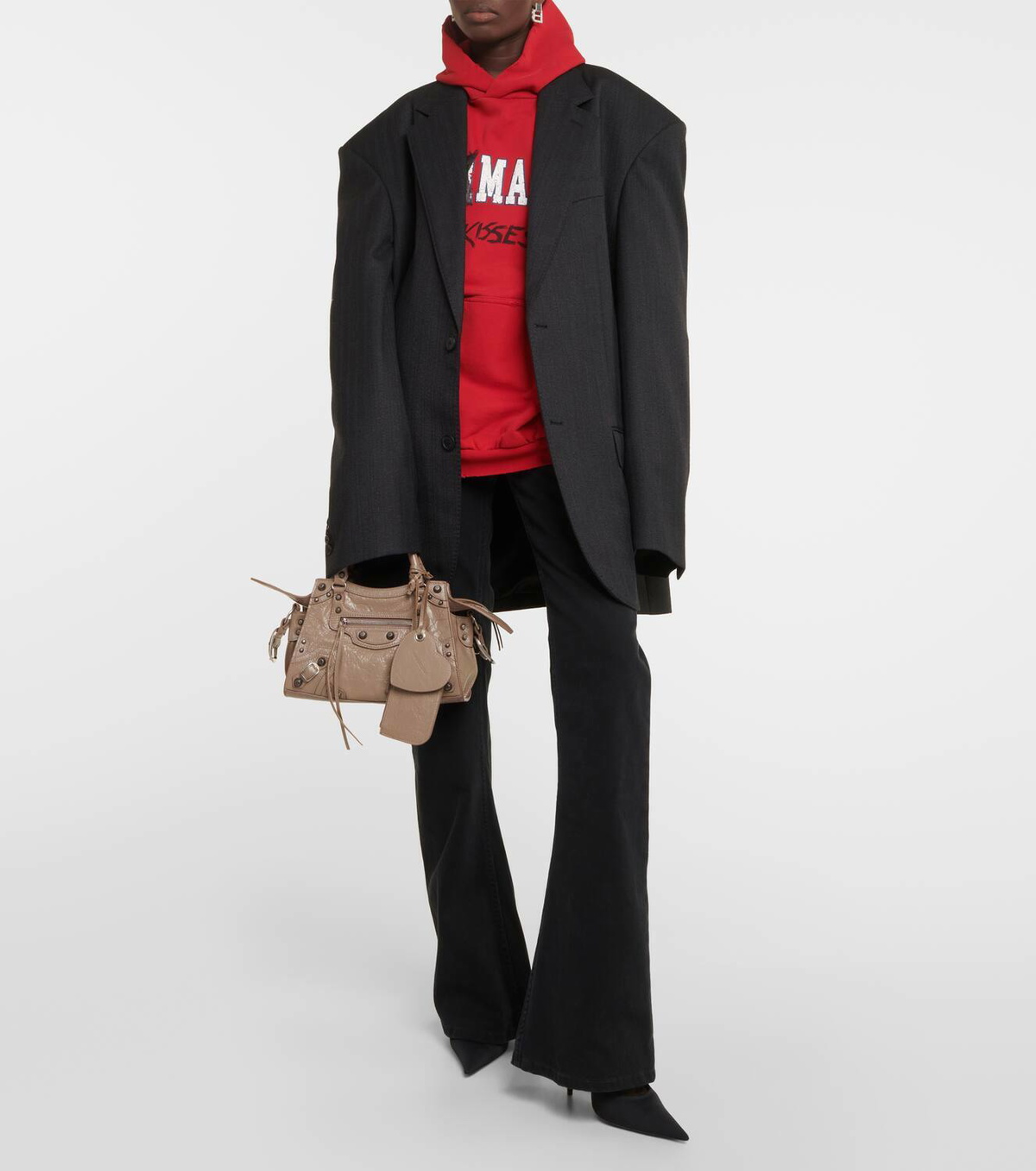 【BALENCIAGA】NEO CAGOLE XS TOTE BAG BALENCIAGA Neo Cagole XS studded crinkled-leather tote | NET