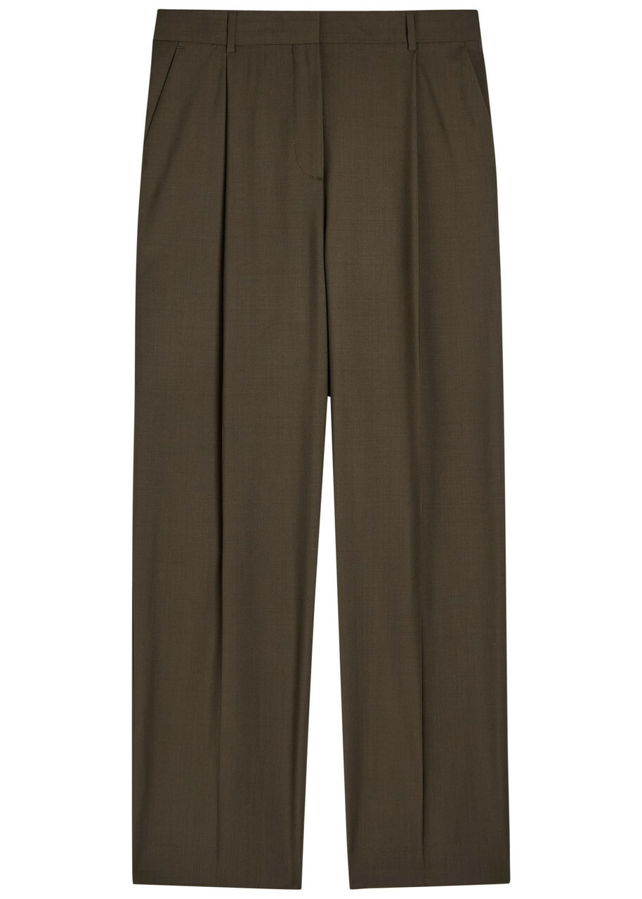 Toteme Straight-leg Wool Trousers Khaki