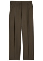 Toteme Straight-leg Wool Trousers Khaki