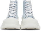 Alexander McQueen Blue & White Tread Slick High Sneakers