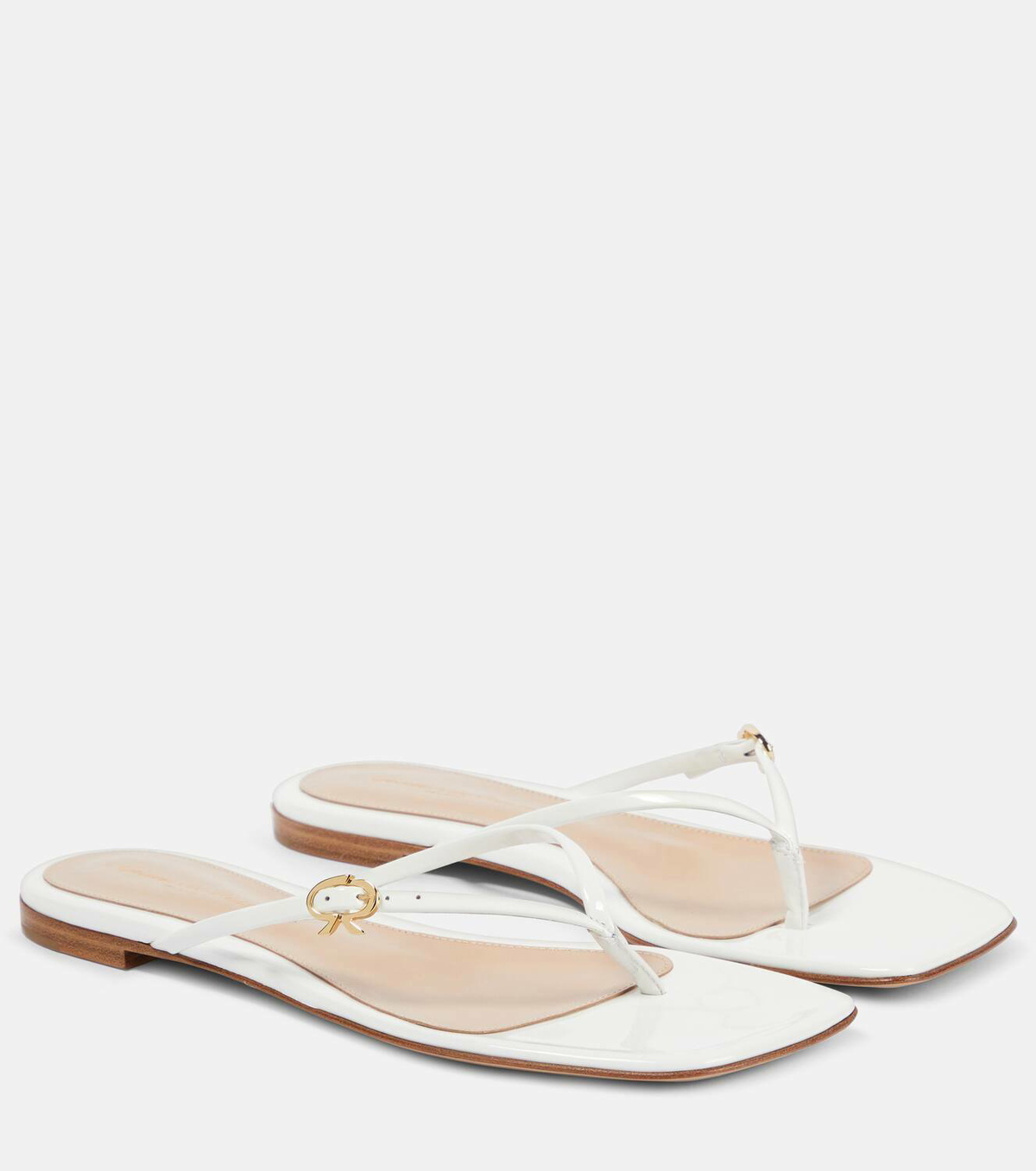 VIP【関税送料無料】希少 Gianvito Rossi Sandals サンダル Gianvito Rossi - Off White T-Strap Leather Jeweled Sandal, 45mm