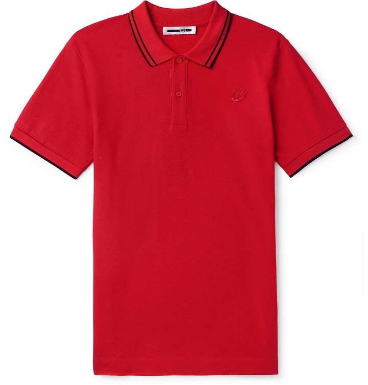 Photo: McQ Alexander McQueen - Slim-Fit Contrast-Tipped Cotton-Piqué Polo Shirt - Men - Red
