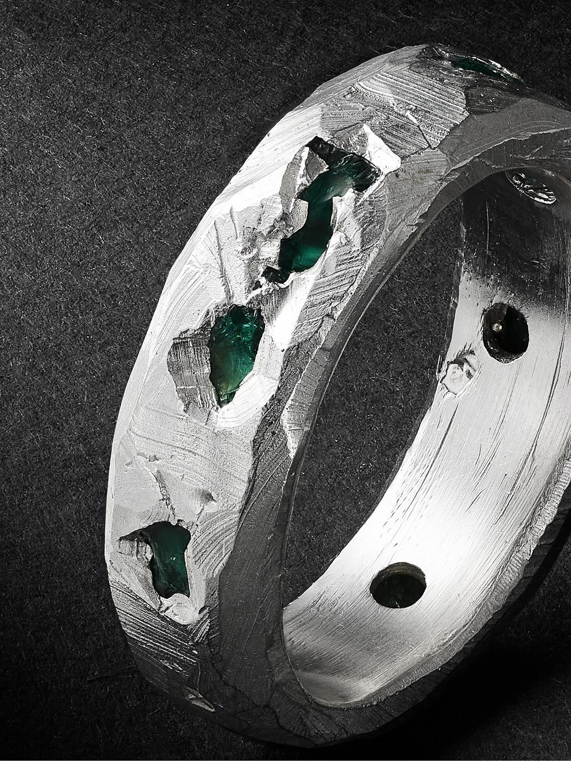 The Ouze - Sterling Silver Emerald Ring - Silver