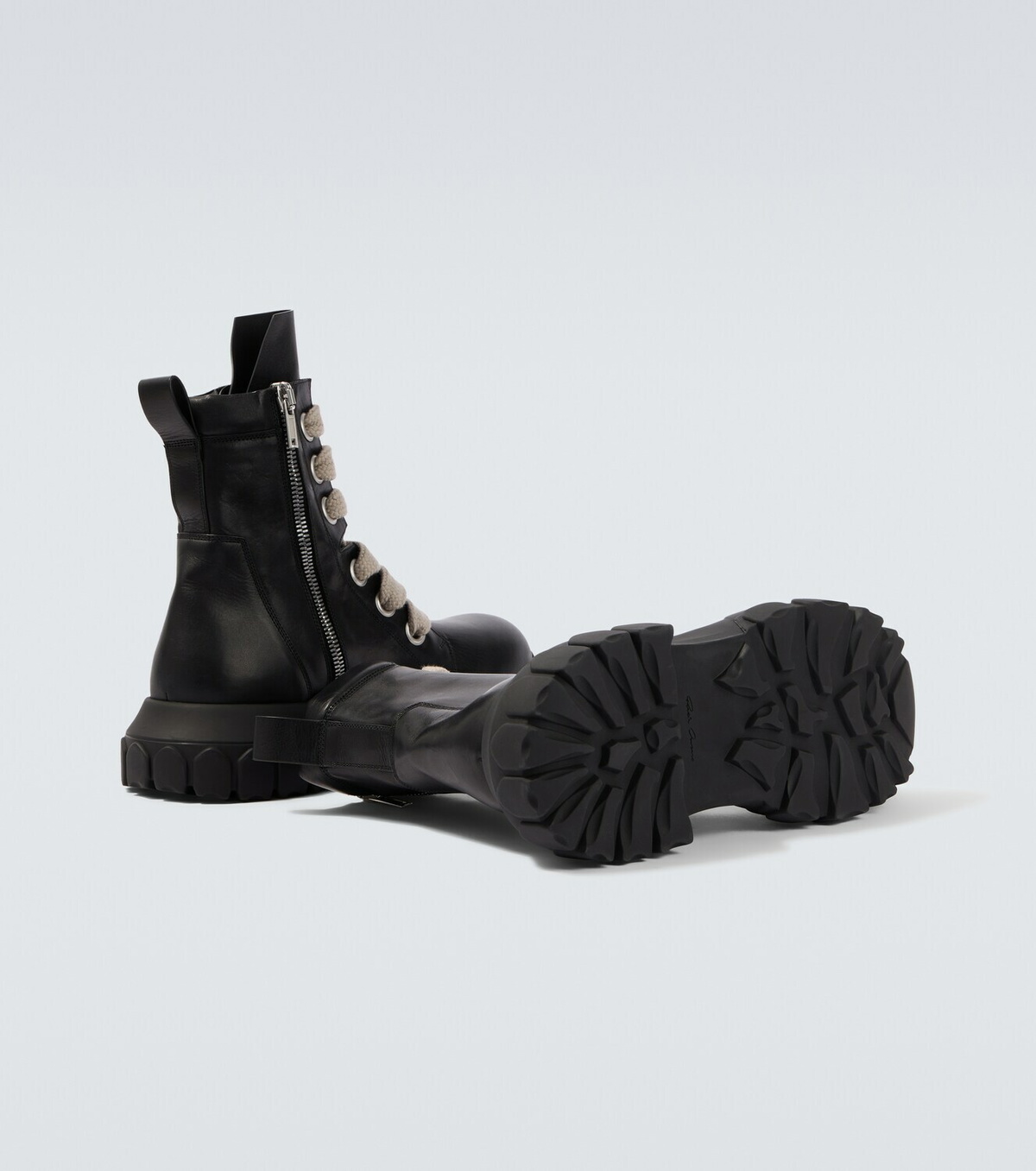 Rick Owens Jumbolace Army leather combat boots