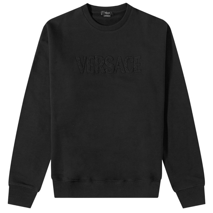 Photo: Versace Men's Applique Logo Crew Sweat in Black