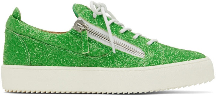 Photo: Giuseppe Zanotti Green Glitter Frankie Sneakers