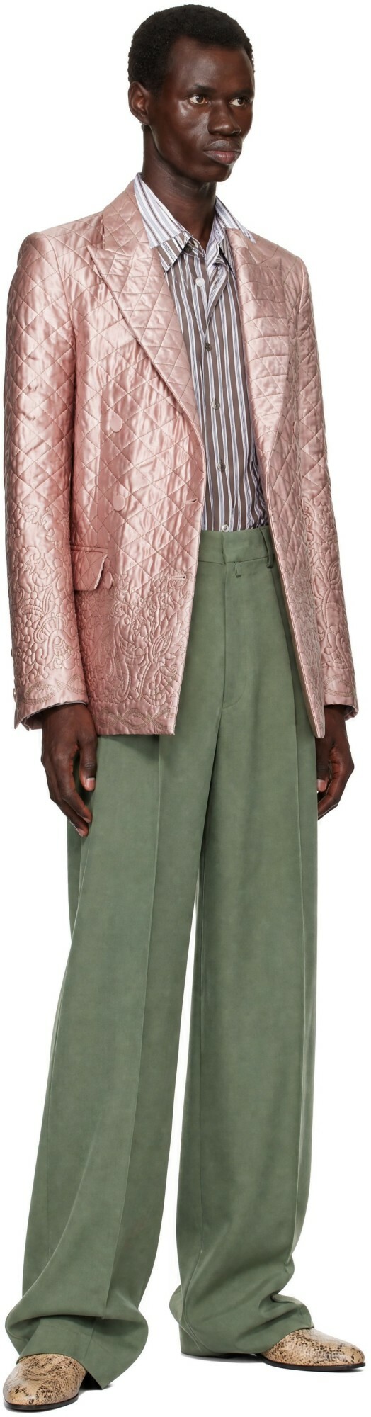 Dries Van Noten Green Wool Trousers
