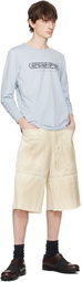 Serapis Beige Tar-Painted Wide Sailor Shorts