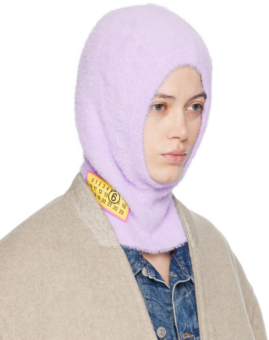 MM6 Maison Margiela Purple Furry Worn Out Intarsia Balaclava