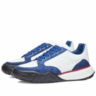 Alexander McQueen Men's Court Sneakers in White/Blue/Black