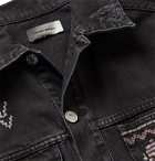 Isabel Marant - Embroidered Distressed Denim Jacket - Black
