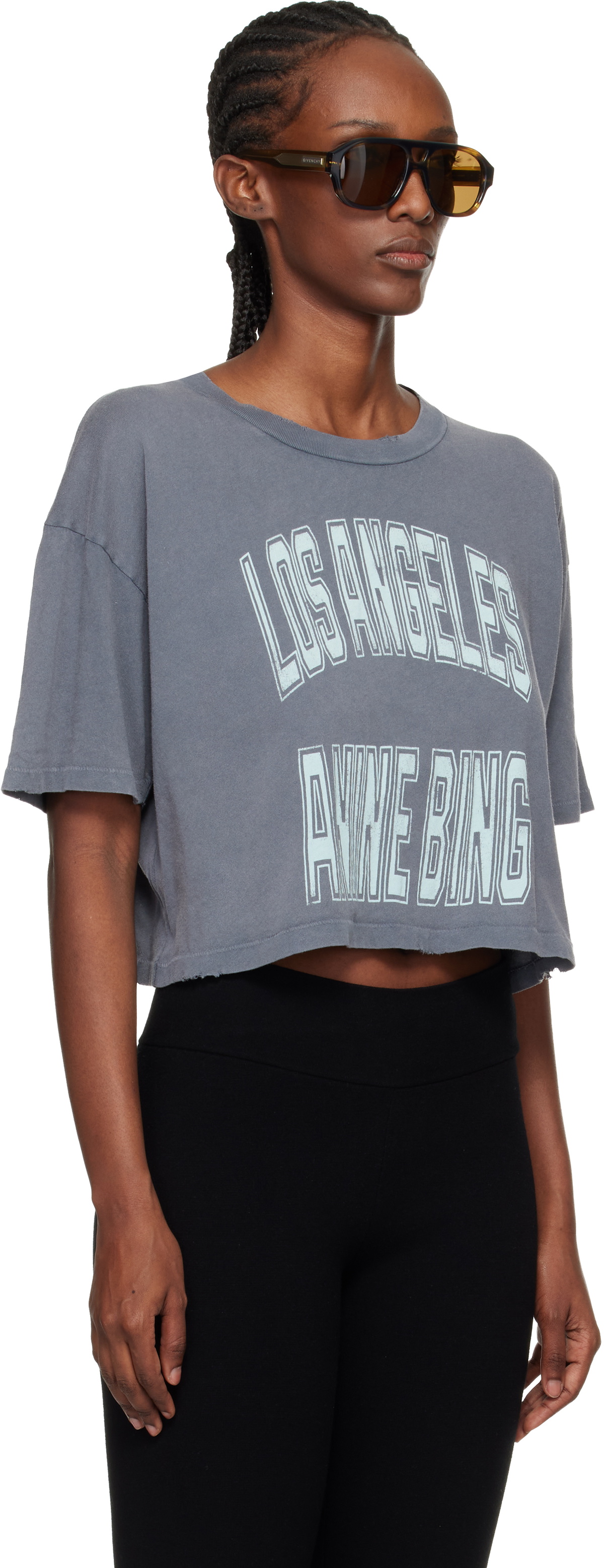 ANINE BING Gray Johnny Cropped T-shirt