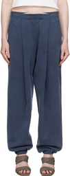alexanderwang.t Navy Logo Waistband Pleated Sweatpants