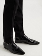 SAINT LAURENT - Dixon Croc-Effect Patent-Leather Boots - Black
