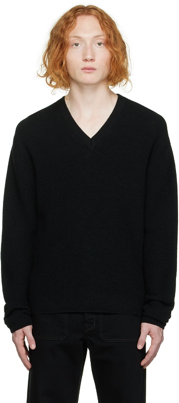 Photo: LEMAIRE Black V-Neck Sweater