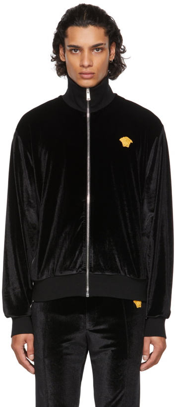 Photo: Versace Black Chenille Embroidered Medusa Sweater